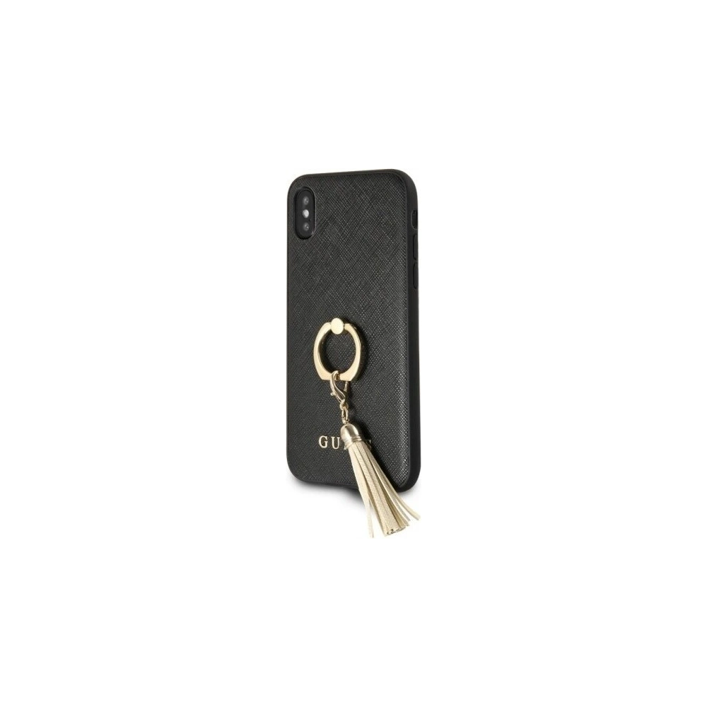 Wholesale Guess GUHCPXRSSABK iPhone X/Xs black hard case Saffiano with ring stand - GUE338BLK - {ean13} - Hurt