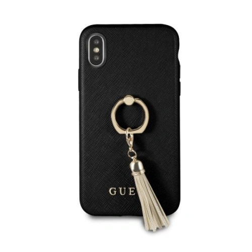 Etui Guess GUHCPXRSSABK Apple iPhone X/XS black/czarny hard case Saffiano with ring stand