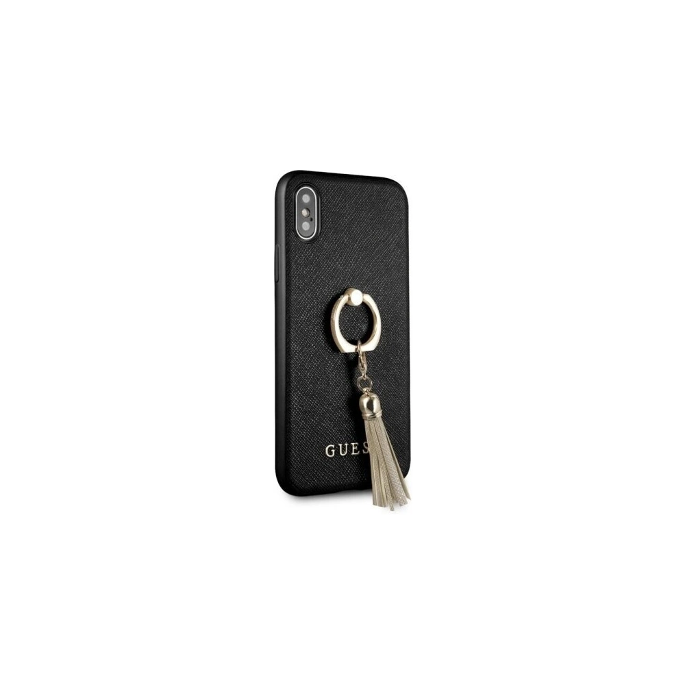 Wholesale Guess GUHCPXRSSABK iPhone X/Xs black hard case Saffiano with ring stand - GUE338BLK - {ean13} - Hurt