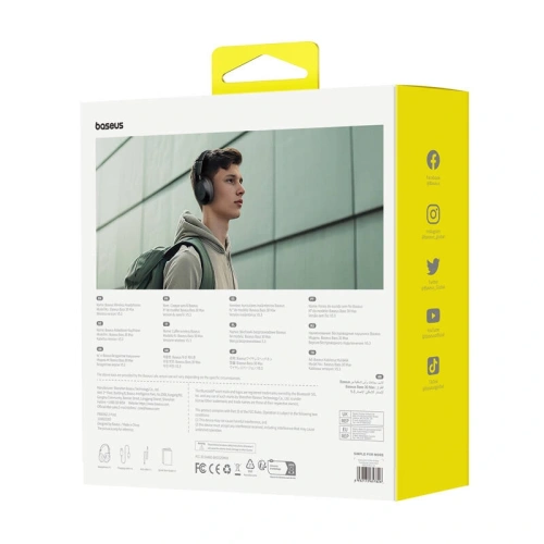 Bezprzewodowe słuchawki nauszne Baseus Bass 30 Max ENC Bluetooth 5.3 (czarny)