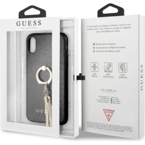 Hurtownia GSM - Etui Guess GUHCPXRSSABK Apple iPhone X/XS black/czarny hard case Saffiano with ring stand - GUE338BLK - {ean13} - Hurt