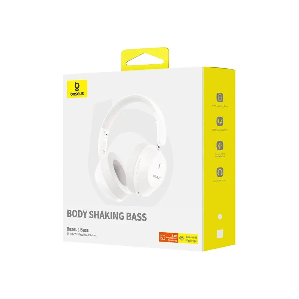 Hurtownia GSM - Baseus Bass 30 Max ENC Bluetooth 5.3 vezeték nélküli fülhallgató (fehér) - BSU8876 - {ean13} - Hurt