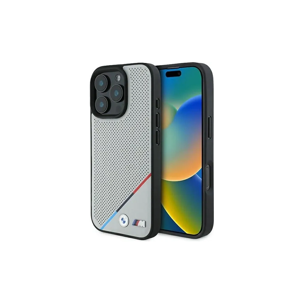 Wholesale BMW BMHMP16L23PUPDG Apple iPhone 16 Pro hardcase M Perforated Tricolor Line MagSafe grey - BMW694 - {ean13} - Hurt
