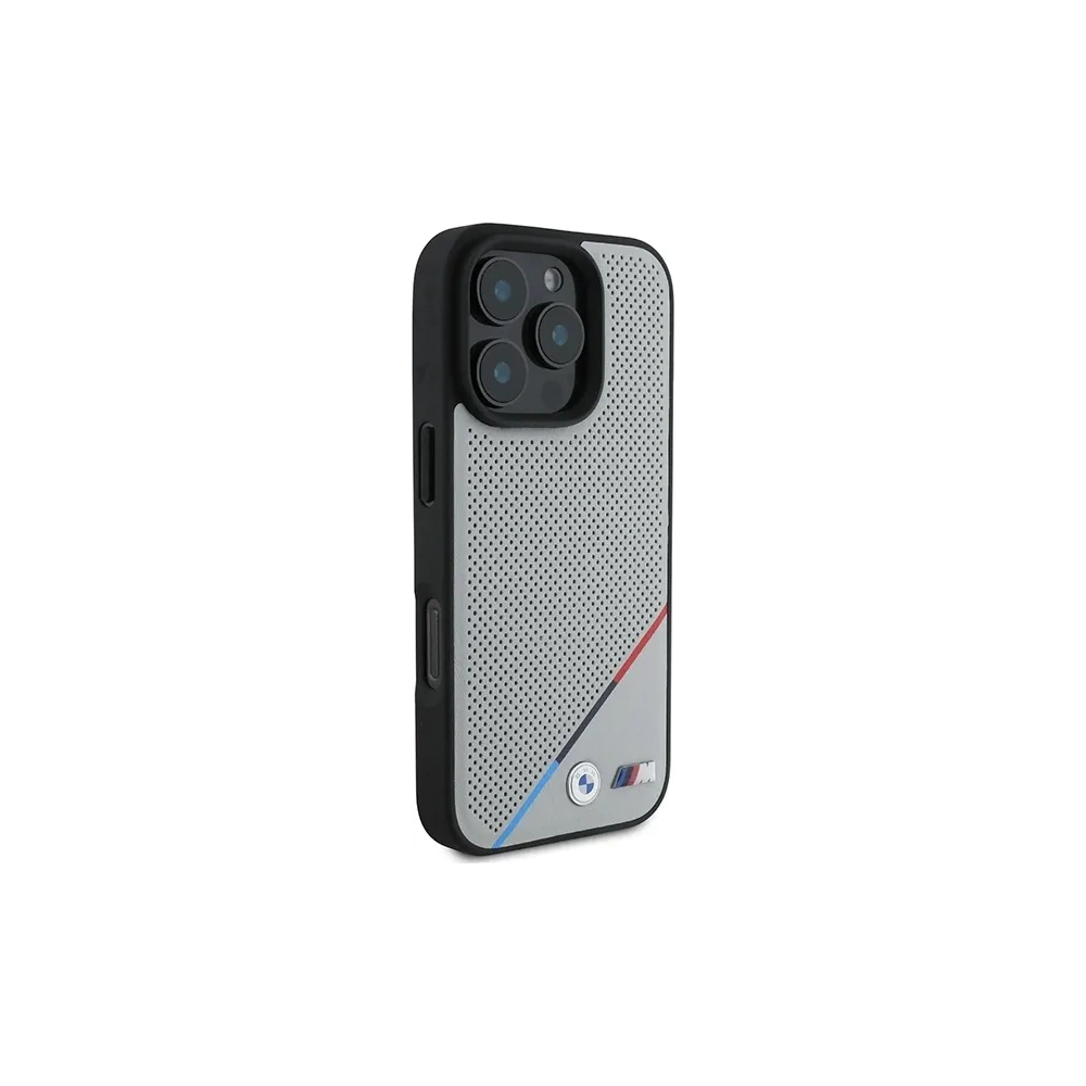 Wholesale BMW BMHMP16L23PUPDG Apple iPhone 16 Pro hardcase M Perforated Tricolor Line MagSafe grey - BMW694 - {ean13} - Hurt
