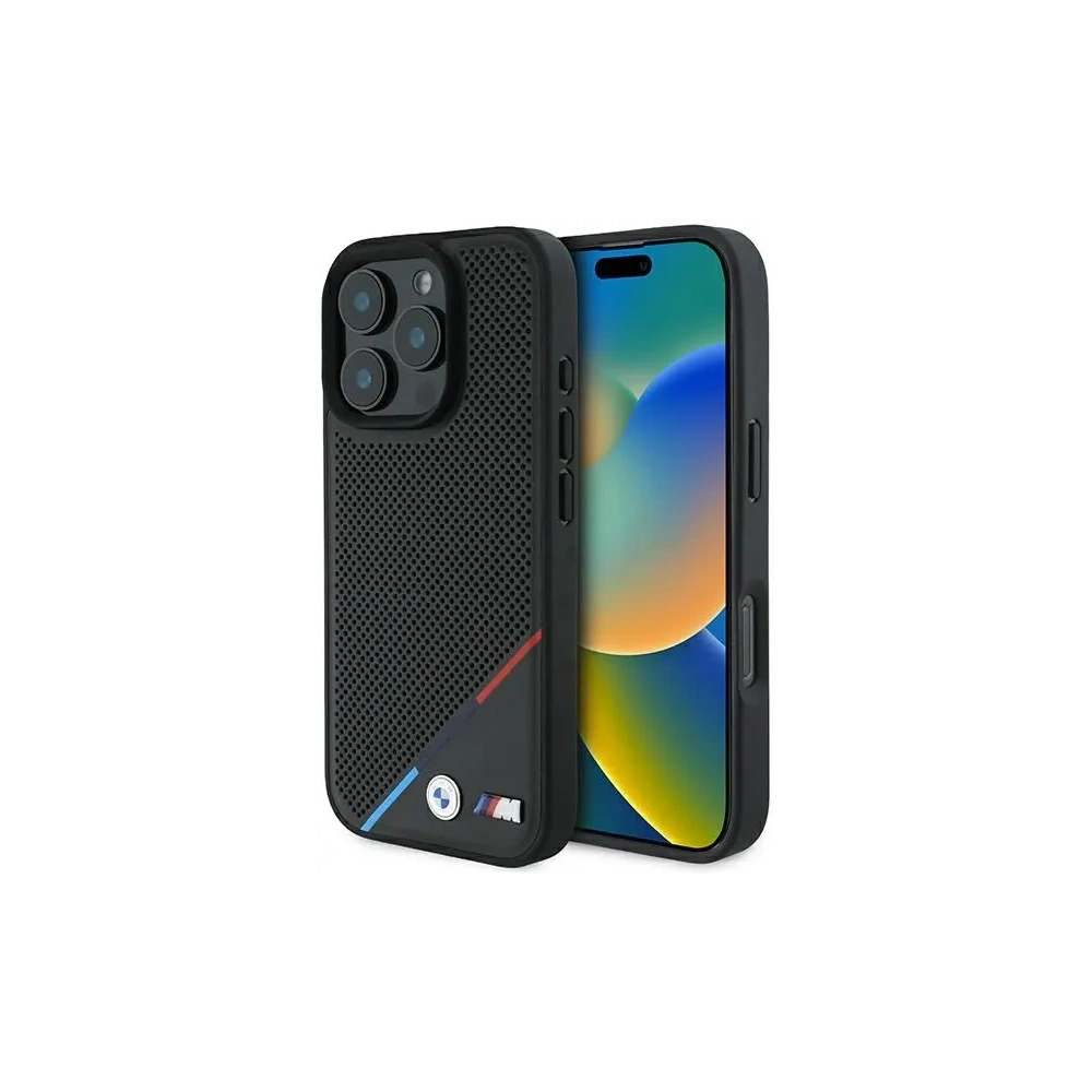 Wholesale BMW BMHMP16L23PUPDK Apple iPhone 16 Pro hardcase M Perforated Tricolor Line MagSafe black - BMW695 - {ean13} - Hurt
