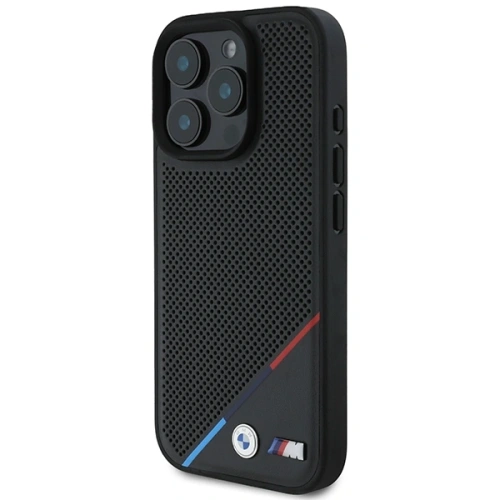 Etui BMW BMHMP16L23PUPDK Apple iPhone 16 Pro hardcase M Perforated Tricolor Line MagSafe czarny/black
