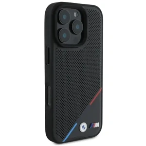 Hurtownia GSM - Etui BMW BMHMP16L23PUPDK Apple iPhone 16 Pro hardcase M Perforated Tricolor Line MagSafe czarny/black - BMW695 - {ean13} - Hurt