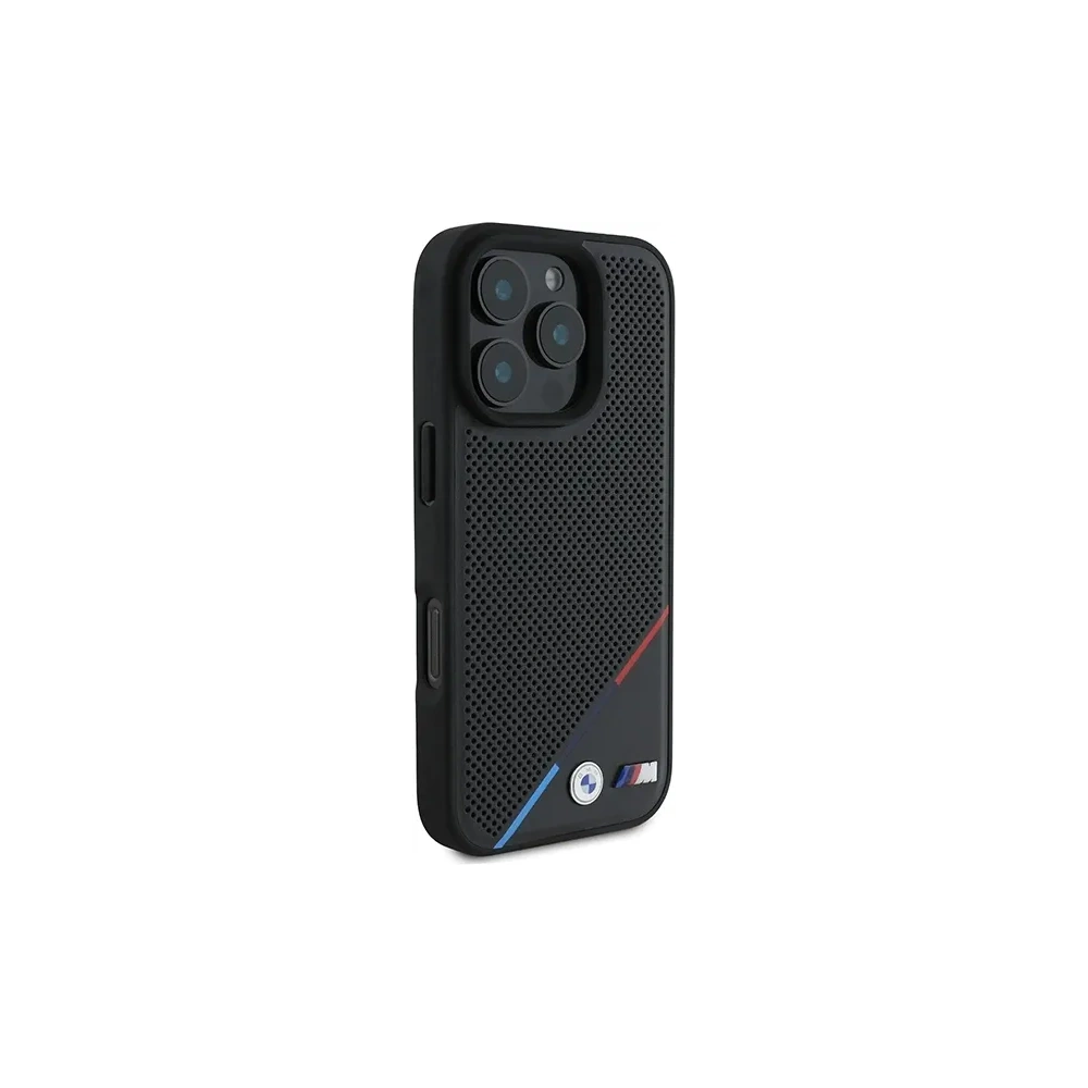 Wholesale BMW BMHMP16L23PUPDK Apple iPhone 16 Pro hardcase M Perforated Tricolor Line MagSafe black - BMW695 - {ean13} - Hurt
