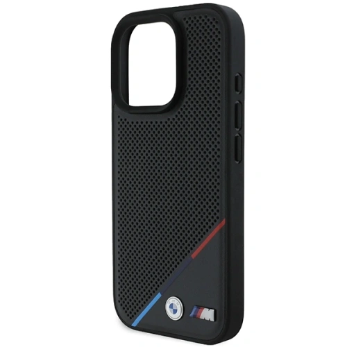 Etui BMW BMHMP16L23PUPDK Apple iPhone 16 Pro hardcase M Perforated Tricolor Line MagSafe czarny/black