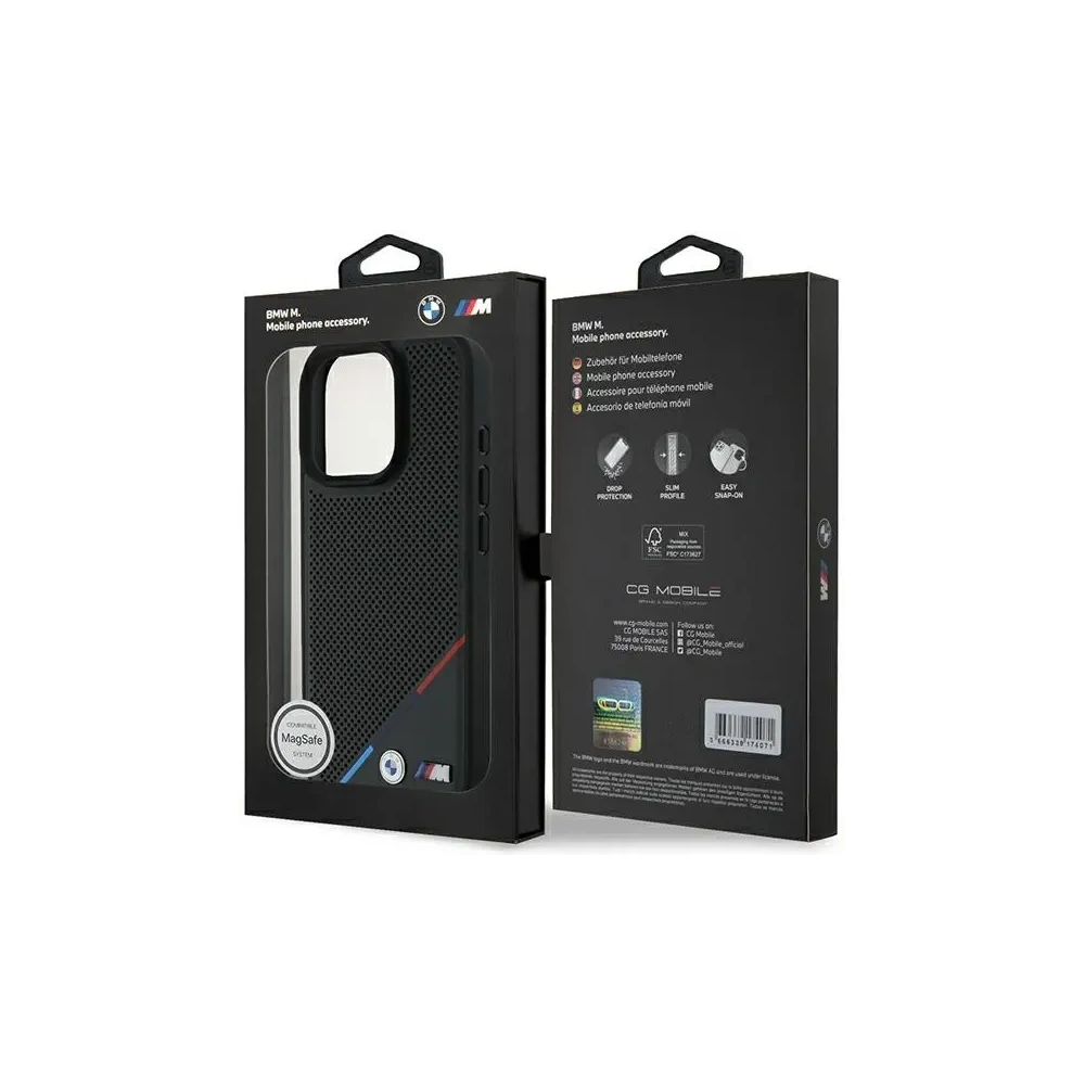 Wholesale BMW BMHMP16L23PUPDK Apple iPhone 16 Pro hardcase M Perforated Tricolor Line MagSafe black - BMW695 - {ean13} - Hurt