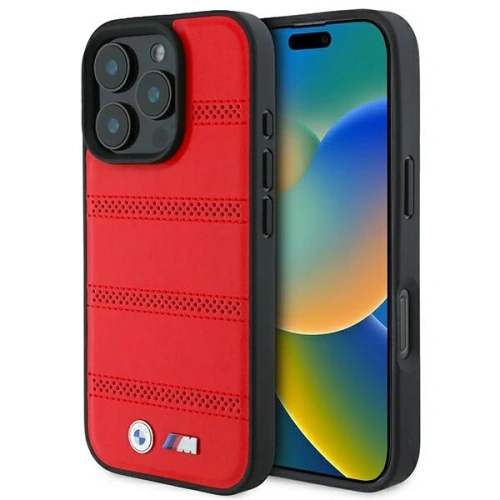 Etui BMW BMHMP16L23PUSPR Apple iPhone 16 Pro hardcase M Perforated And Stitched Line MagSafe czerwony/red