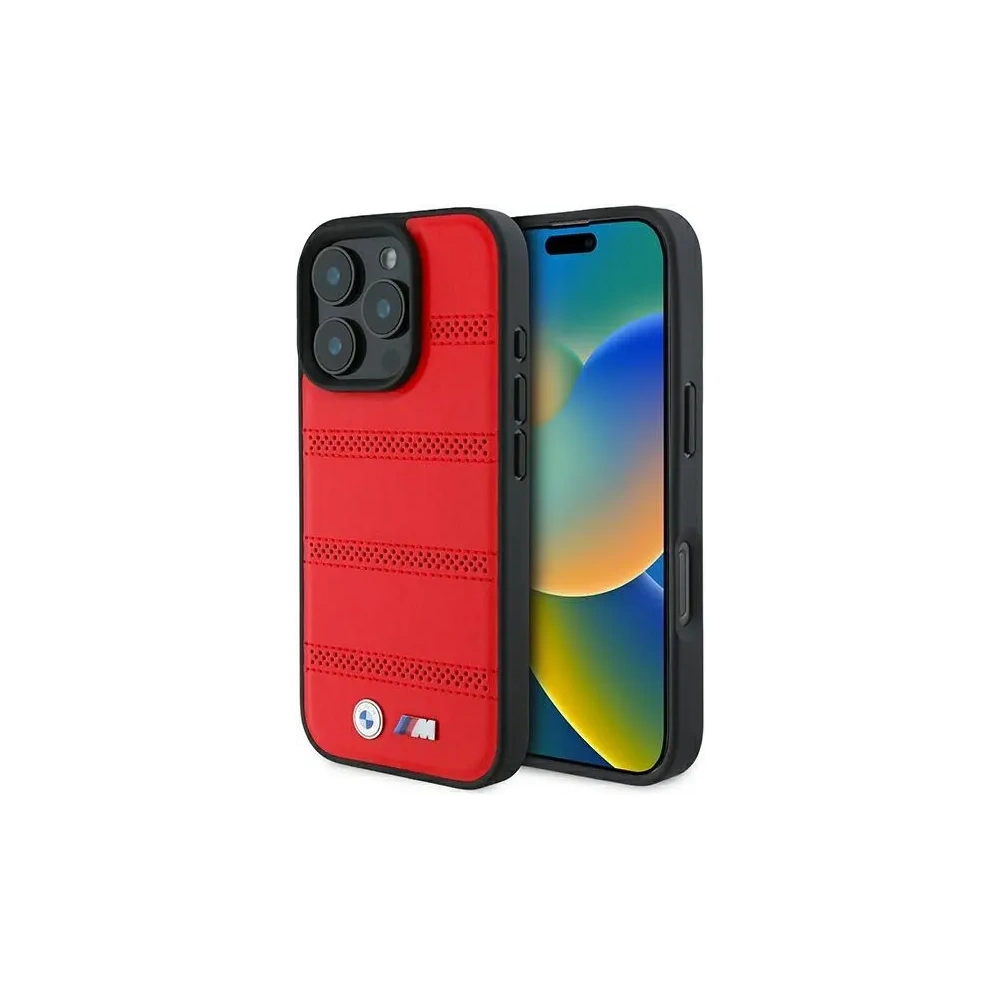 Hurtownia GSM - Etui BMW BMHMP16L23PUSPR Apple iPhone 16 Pro hardcase M Perforated And Stitched Line MagSafe czerwony/red - BMW697 - {ean13} - Hurt