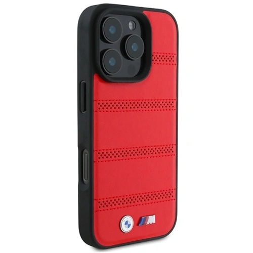 Etui BMW BMHMP16L23PUSPR Apple iPhone 16 Pro hardcase M Perforated And Stitched Line MagSafe czerwony/red