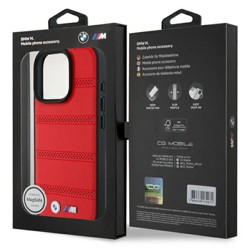 Etui BMW BMHMP16L23PUSPR Apple iPhone 16 Pro hardcase M Perforated And Stitched Line MagSafe czerwony/red