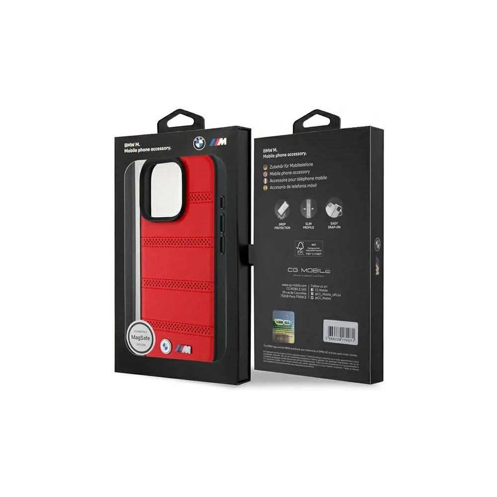 Hurtownia GSM - BMW BMHMP16L23PUSPR Apple iPhone 16 Pro hardcase M perforat și cusut linie MagSafe roșu - BMW697 - {ean13} - Hurt