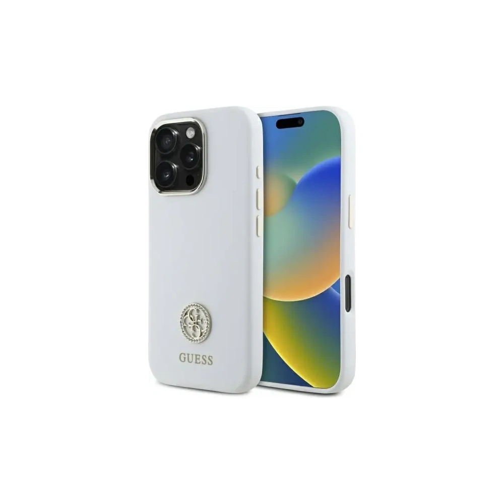 Hurtownia GSM - Guess GUHCP16XM4DGPH Apple iPhone 16 Pro Max Hardcase Silikon Logo Strass 4G weiß - GUE4111 - {ean13} - Hurt