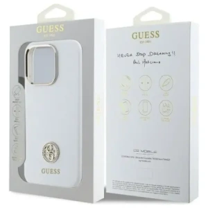 Etui Guess GUHCP16XM4DGPH Apple iPhone 16 Pro Max hardcase Silicone Logo Strass 4G biały/white