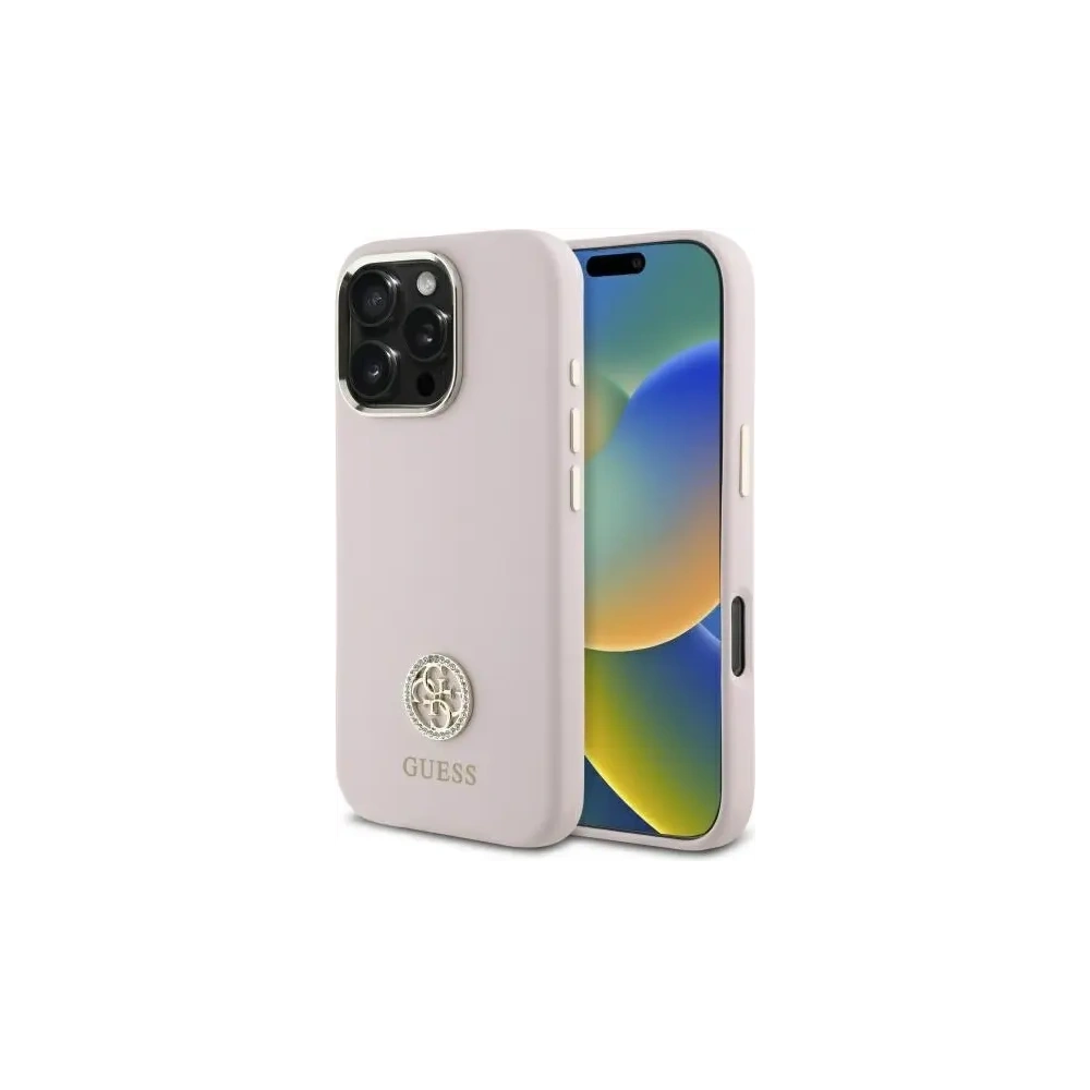 Hurtownia GSM - Guess GUHCP16XM4DGPP Apple iPhone 16 Pro Max hardcase Silicon Logo Strass 4G roz - GUE4112 - {ean13} - Hurt