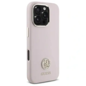 Etui Guess GUHCP16XM4DGPP Apple iPhone 16 Pro Max hardcase Silicone Logo Strass 4G jasnoróżowy/pink