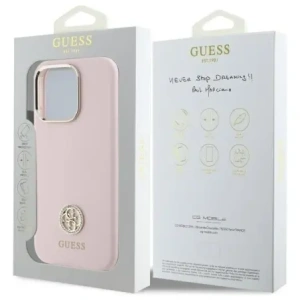Etui Guess GUHCP16XM4DGPP Apple iPhone 16 Pro Max hardcase Silicone Logo Strass 4G jasnoróżowy/pink