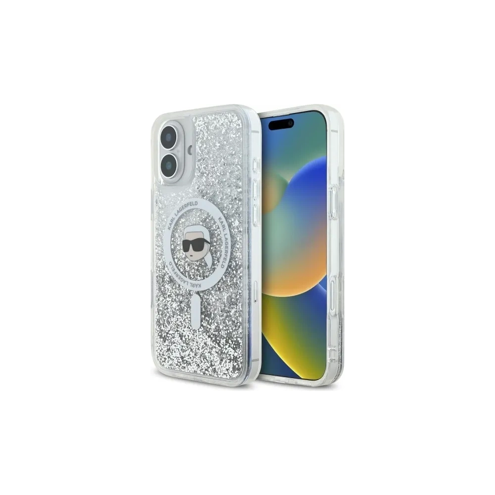 Hurtownia GSM - Etui Karl Lagerfeld KLHMP16SLGKISGH Apple iPhone 16 hardcase Liquid Glitter Karl Head MagSafe transparent - KLD21806 - {ean13} - Hurt