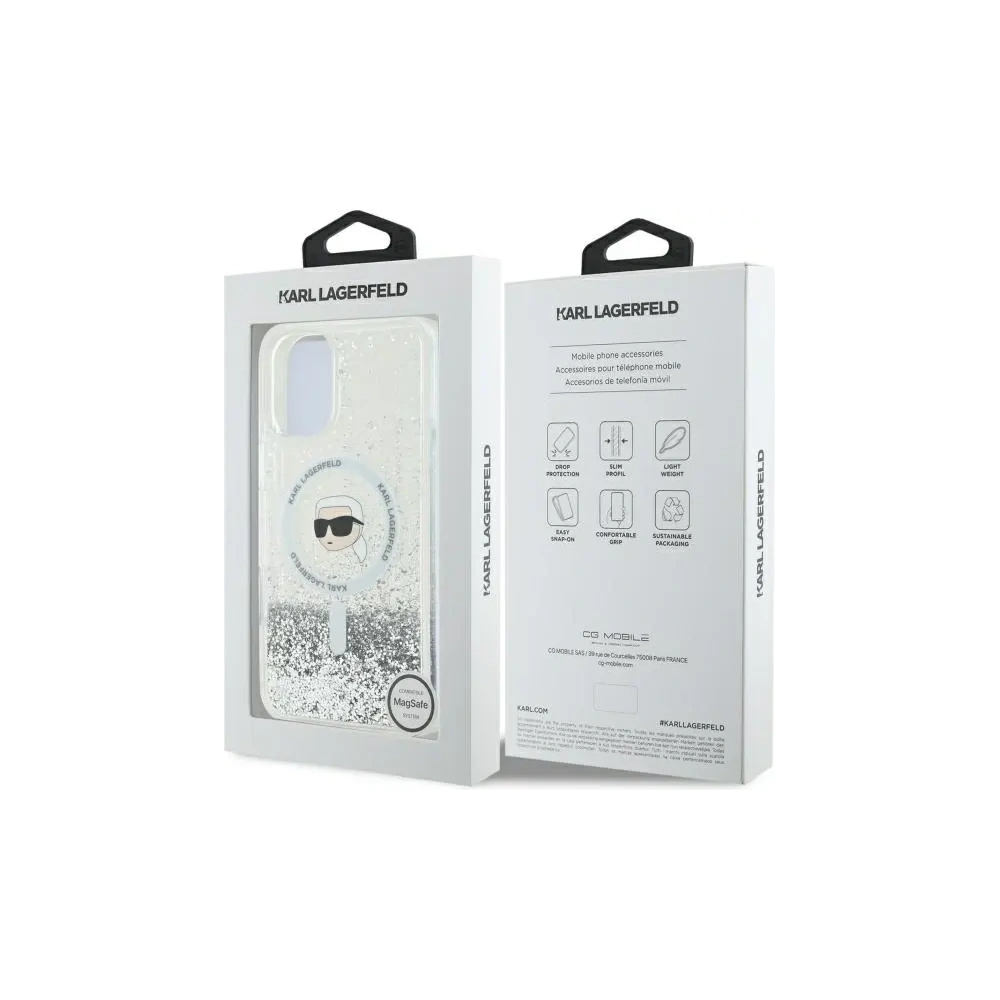 Hurtownia GSM - Etui Karl Lagerfeld KLHMP16SLGKISGH Apple iPhone 16 hardcase Liquid Glitter Karl Head MagSafe transparent - KLD21806 - {ean13} - Hurt
