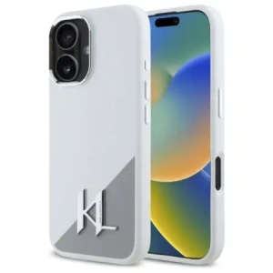 Etui Karl Lagerfeld KLHMP16SSCMKMPCH Apple iPhone 16 hardcase Silicone Initial Metal Logo MagSafe biały/white