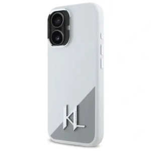 Etui Karl Lagerfeld KLHMP16SSCMKMPCH Apple iPhone 16 hardcase Silicone Initial Metal Logo MagSafe biały/white