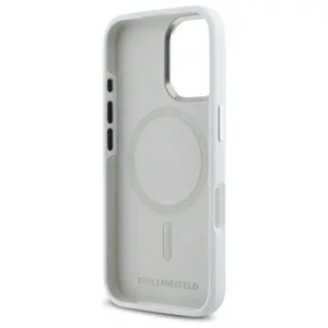 Etui Karl Lagerfeld KLHMP16SSCMKMPCH Apple iPhone 16 hardcase Silicone Initial Metal Logo MagSafe biały/white