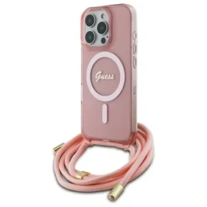 Etui Guess GUHMP16LHCTSGNSP Apple iPhone 16 Pro hardcase Crossbody Cord Script MagSafe różowy/pink