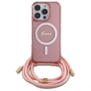 Etui Guess GUHMP16LHCTSGNSP Apple iPhone 16 Pro hardcase Crossbody Cord Script MagSafe różowy/pink