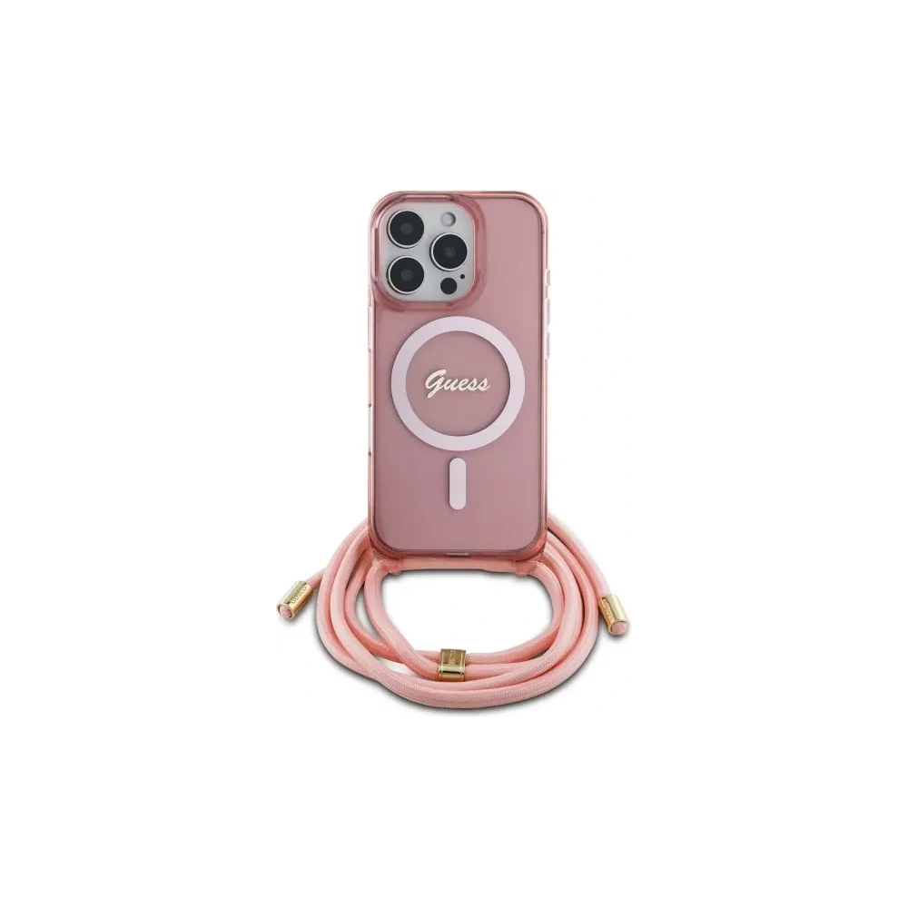 Hurtownia GSM - Etui Guess GUHMP16LHCTSGNSP Apple iPhone 16 Pro hardcase Crossbody Cord Script MagSafe różowy/pink - GUE4117 - {ean13} - Hurt
