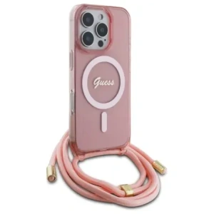 Etui Guess GUHMP16LHCTSGNSP Apple iPhone 16 Pro hardcase Crossbody Cord Script MagSafe różowy/pink