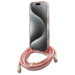 Etui Guess GUHMP16LHCTSGNSP Apple iPhone 16 Pro hardcase Crossbody Cord Script MagSafe różowy/pink