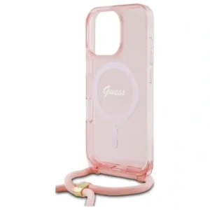 Etui Guess GUHMP16LHCTSGNSP Apple iPhone 16 Pro hardcase Crossbody Cord Script MagSafe różowy/pink