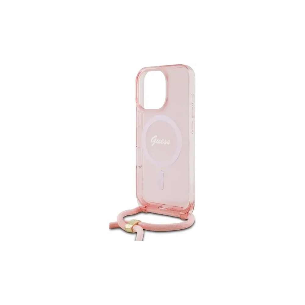 Hurtownia GSM - Etui Guess GUHMP16LHCTSGNSP Apple iPhone 16 Pro hardcase Crossbody Cord Script MagSafe różowy/pink - GUE4117 - {ean13} - Hurt
