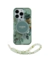 Wholesale Guess GUHMP16LHFWBRCESN Apple iPhone 16 Pro hardcase IML Flowers With Pearl Strap MagSafe green - GUE4118 - {ean13} - Hurt