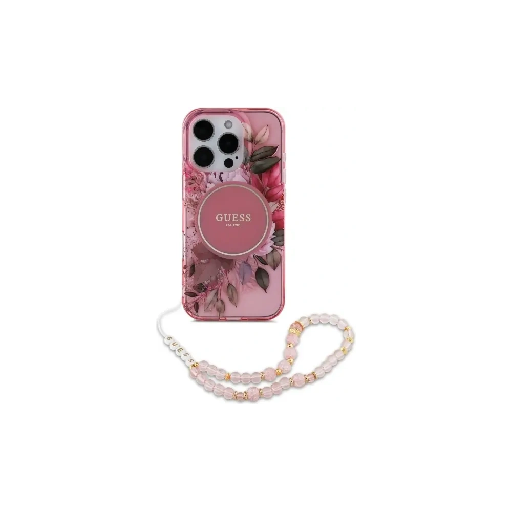 Hurtownia GSM - Etui Guess GUHMP16LHFWBRCESP Apple iPhone 16 Pro hardcase IML Flowers With Pearl Strap MagSafe różowy/pink - GUE4119 - {ean13} - Hurt