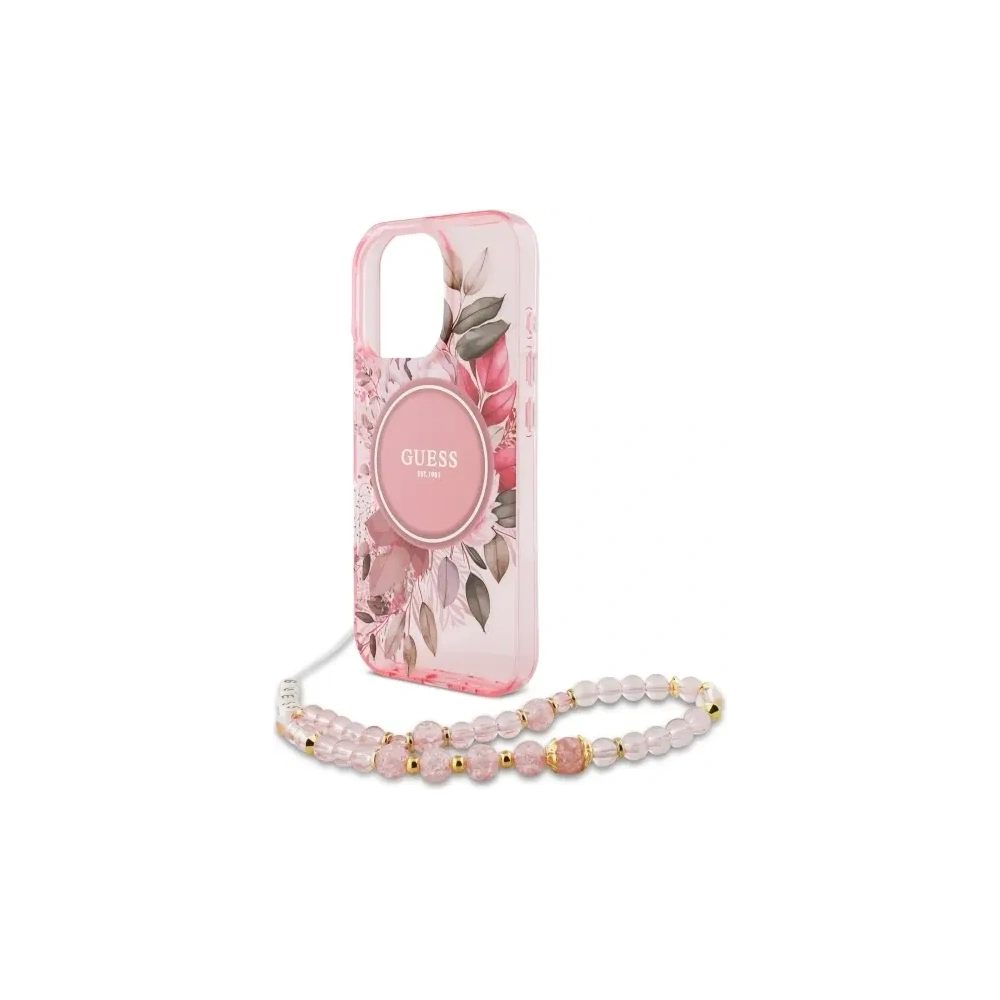 Hurtownia GSM - Etui Guess GUHMP16LHFWBRCESP Apple iPhone 16 Pro hardcase IML Flowers With Pearl Strap MagSafe różowy/pink - GUE4119 - {ean13} - Hurt