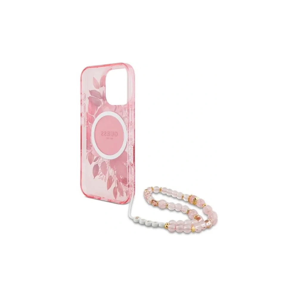 Hurtownia GSM - Etui Guess GUHMP16LHFWBRCESP Apple iPhone 16 Pro hardcase IML Flowers With Pearl Strap MagSafe różowy/pink - GUE4119 - {ean13} - Hurt