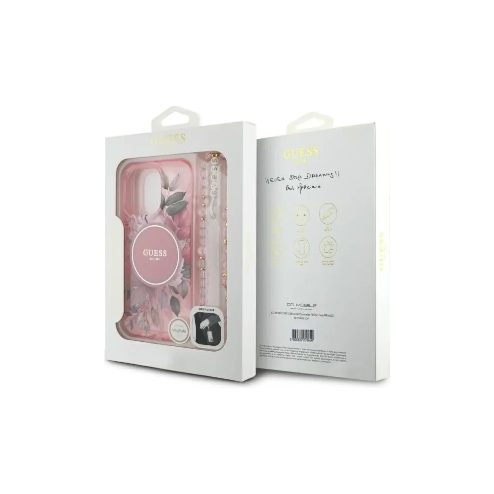Hurtownia GSM - Etui Guess GUHMP16LHFWBRCESP Apple iPhone 16 Pro hardcase IML Flowers With Pearl Strap MagSafe różowy/pink - GUE4119 - {ean13} - Hurt