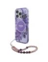 Etui Guess GUHMP16LHFWBRCESU Apple iPhone 16 Pro hardcase IML Flowers With Pearl Strap MagSafe fioletowy/purple