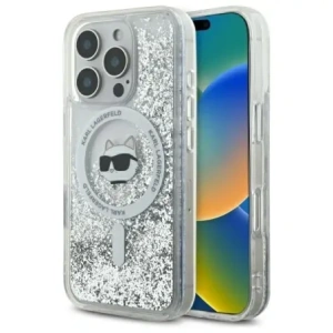 Etui Karl Lagerfeld KLHMP16XLGCHSGH Apple iPhone 16 Pro Max hardcase Liquid Glitter Choupette Head MagSafe transparent