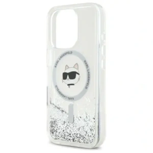 Etui Karl Lagerfeld KLHMP16XLGCHSGH Apple iPhone 16 Pro Max hardcase Liquid Glitter Choupette Head MagSafe transparent