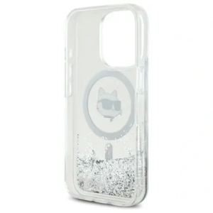 Etui Karl Lagerfeld KLHMP16XLGCHSGH Apple iPhone 16 Pro Max hardcase Liquid Glitter Choupette Head MagSafe transparent