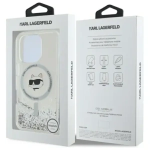 Etui Karl Lagerfeld KLHMP16XLGCHSGH Apple iPhone 16 Pro Max hardcase Liquid Glitter Choupette Head MagSafe transparent