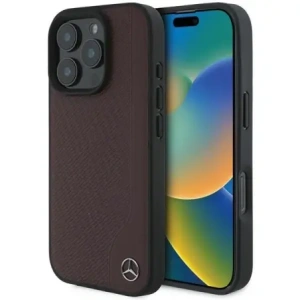 Hurtownia GSM - Etui Mercedes MEHMP16L23RBGVR Apple iPhone 16 Pro hardcase MB Wood Imitation Leather MagSafe czerwony/red - MRS247 - {ean13} - Hurt