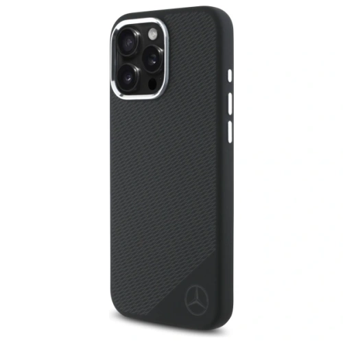 Etui Mercedes MEHMP16L23SUGDK Apple iPhone 16 Pro hardcase Silicone Tonal Logo Wood Pattern MagSafe czarny/black