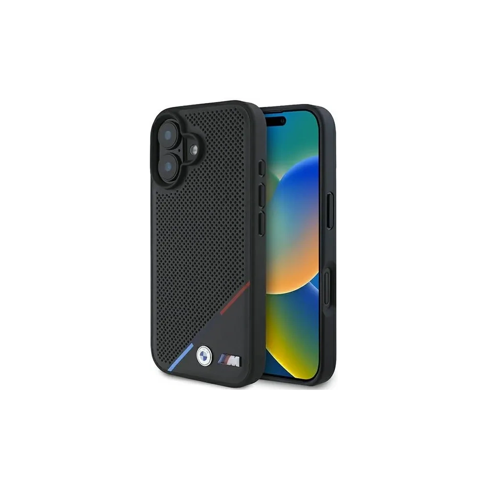 Hurtownia GSM - Etui BMW BMHMP16S23PUPDK Apple iPhone 16 hardcase M Perforated Tricolor Line MagSafe černý/black - BMW705 - {ean13} - Hurt