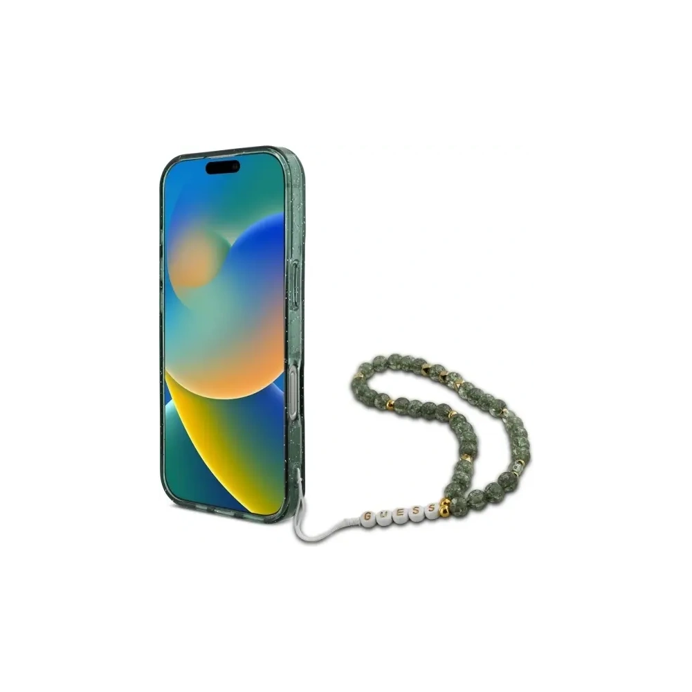 Hurtownia GSM - Etui Guess GUHMP16LHGCRELSA Apple iPhone 16 Pro hardcase IML Glitter s perlovým popruhem MagSafe zelený/green - GUE4121 - {ean13} - Hurt